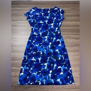 Ivanka Trump Blue, Black & White Short Sleeve Dress Size 6